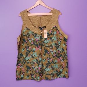 Green floral sleeveless top